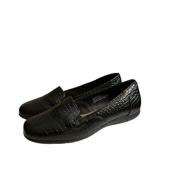 Comfort View Leisa Womens Flat Loafers 10.5M Black Croc Faux Patent Shoes - Picture 7 of 14